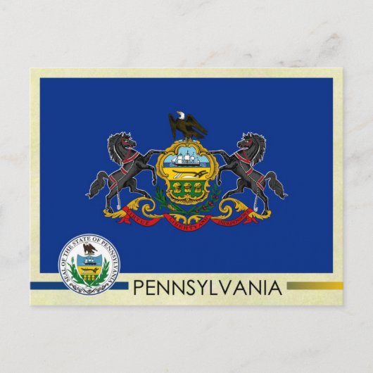 Carte Postale Drapeau et sceau de l'État de Pennsylvanie (Devant)