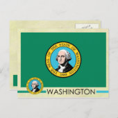 Carte Postale Drapeau et sceau de l'État de Washington (Devant / Derrière)