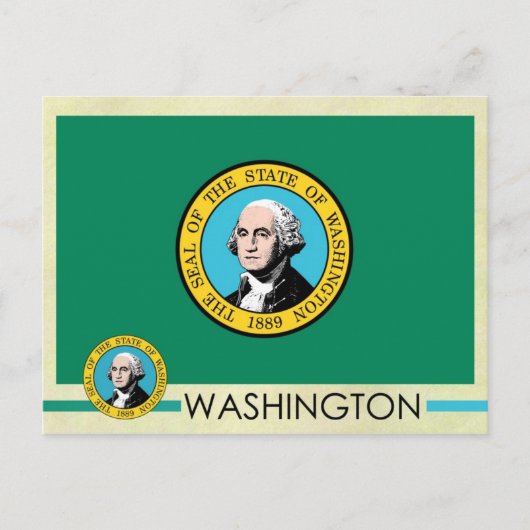 Carte Postale Drapeau et sceau de l'État de Washington (Devant)