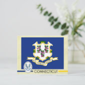 Carte Postale Drapeau et sceau de l'état du Connecticut (Debout devant)