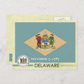 Carte Postale Drapeau et sceau de l'État du Delaware (Devant / Derrière)