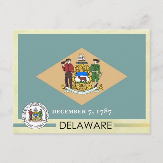 Carte Postale Drapeau et sceau de l'État du Delaware (Devant)