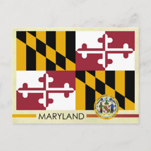 Carte Postale Drapeau et sceau de l'État du Maryland