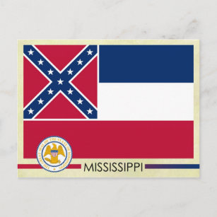 Carte Postale Drapeau et sceau de l'État du Mississippi