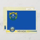 Carte Postale Drapeau et sceau de l'État du Nevada (Devant / Derrière)