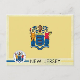 Carte Postale Drapeau et sceau de l'État du New Jersey