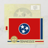 Carte Postale Drapeau et sceau de l'État du Tennessee (Devant / Derrière)
