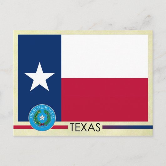 Carte Postale Drapeau et sceau de l'État du Texas (Devant)