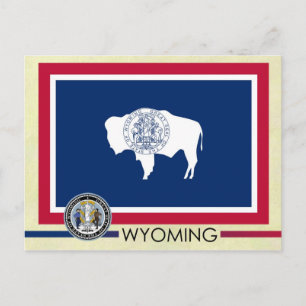 Carte Postale Drapeau et sceau de l'État du Wyoming