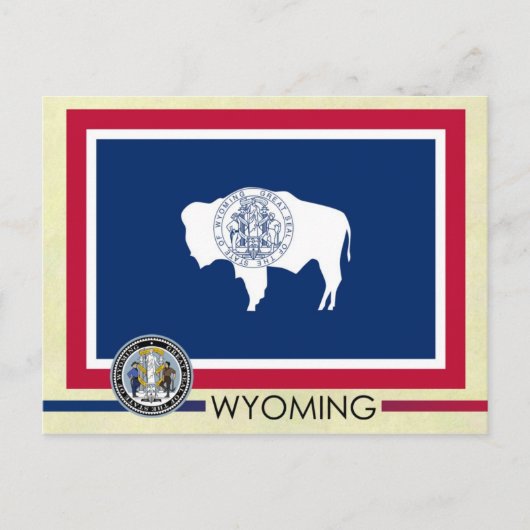 Carte Postale Drapeau et sceau de l'État du Wyoming (Devant)