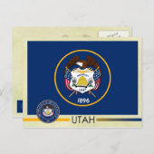 Carte Postale Drapeau et sceau de l'Utah (Devant / Derrière)