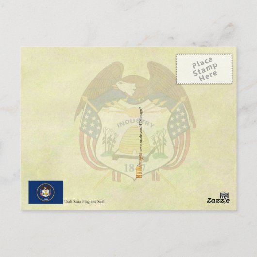 Carte Postale Drapeau et sceau de l'Utah (Dos)