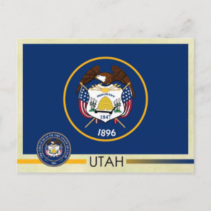 Carte Postale Drapeau et sceau de l'Utah