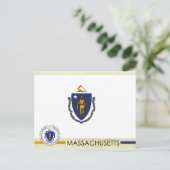Carte Postale Drapeau et sceau d'État du Massachusetts (Debout devant)