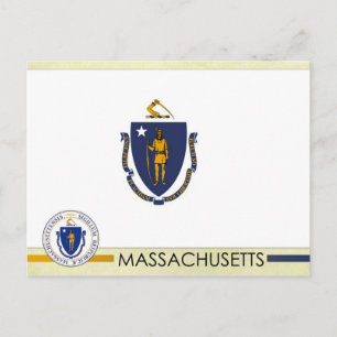 Carte Postale Drapeau et sceau d'État du Massachusetts
