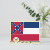 Carte Postale Drapeau et sceau du Mississippi (Debout devant)