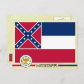 Carte Postale Drapeau et sceau du Mississippi (Devant / Derrière)