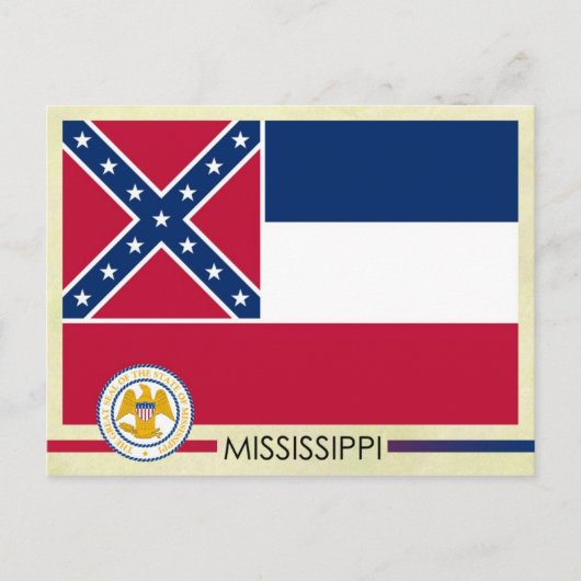 Carte Postale Drapeau et sceau du Mississippi (Devant)