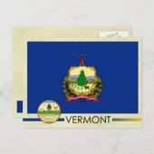 Carte Postale Drapeau et sceau du Vermont (Devant / Derrière)