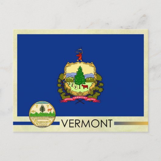 Carte Postale Drapeau et sceau du Vermont (Devant)