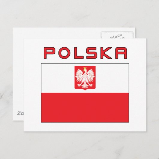 Carte Postale Drapeau Falcon polonais avec Polska (Devant / Derrière)