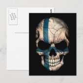 Carte Postale Drapeau finlandais sur noir (Devant / Derrière)