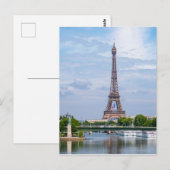 Carte Postale Drapeau français agitant au milieu de la Tour Eiff (Devant / Derrière)