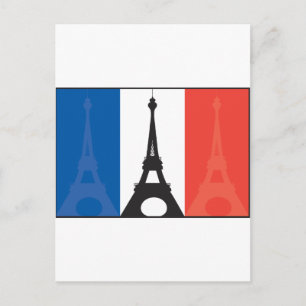 Carte Postale Drapeau français et tour Eiffel