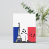 Carte Postale Drapeau français et Tour Eiffel (Debout devant)
