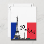 Carte Postale Drapeau français et Tour Eiffel (Devant / Derrière)