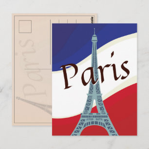 Carte Postale Drapeau français Paris Tour Eiffel Vacances Voyage