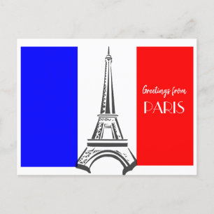 Carte Postale Drapeau français Tour Eiffel