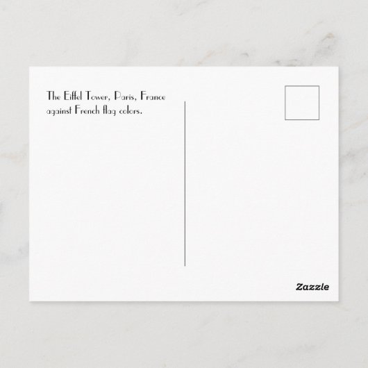 Carte Postale Drapeau français Tour Eiffel (Dos)