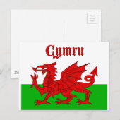 Carte Postale Drapeau gallois Cymru (Devant / Derrière)