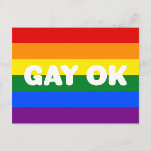 Carte Postale Drapeau Gay pride arc-en-ciel 6 bandes GAY OK LGBT