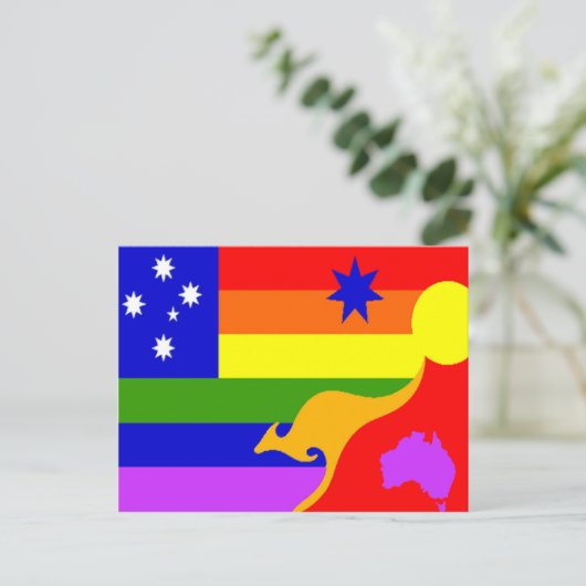 Carte Postale Drapeau Gay pride australien (Debout devant)