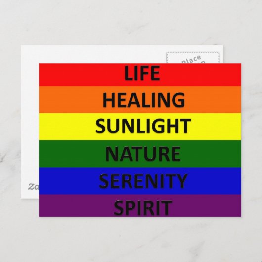 Carte Postale Drapeau gay pride avec significations (Devant / Derrière)