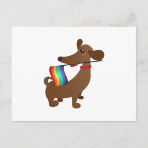 Carte Postale Drapeau Gay pride LGBT Dachshund - LGBT Funny