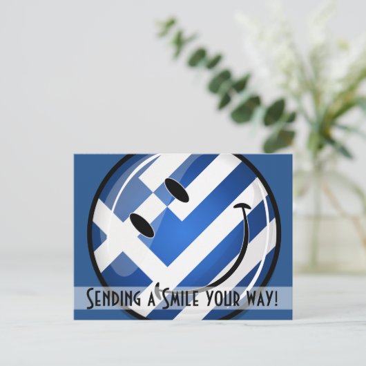 Carte Postale Drapeau grec souriant (Debout devant)