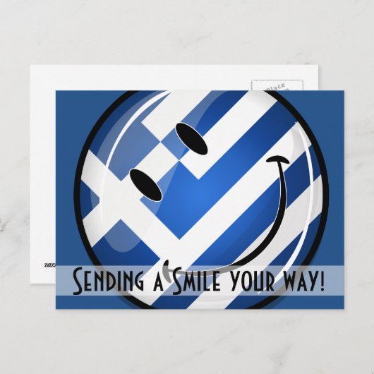Carte Postale Drapeau grec souriant (Devant / Derrière)