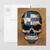 Carte Postale Drapeau grec vieilli et porté (Devant / Derrière)