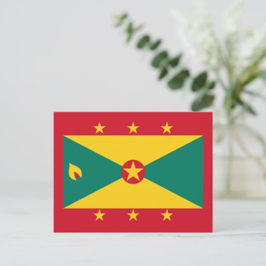 Carte Postale Drapeau Grenadien, Drapeau Grenade (Debout devant)