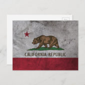 Carte Postale Drapeau Grunge California (Devant / Derrière)