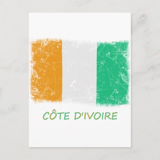 Carte Postale Drapeau Grunge Côte d'Ivoire (Devant)