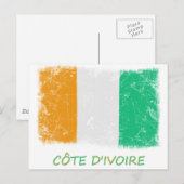 Carte Postale Drapeau Grunge Côte d'Ivoire (Devant / Derrière)