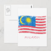 Carte Postale Drapeau Grunge Malaysia (Devant / Derrière)