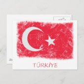 Carte Postale Drapeau Grunge Turkey (Devant / Derrière)