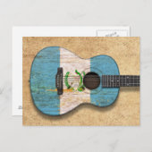 Carte Postale Drapeau guatémaltèque usé Guitare acoustique (Devant / Derrière)