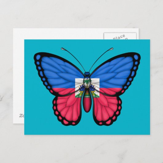 Carte Postale Drapeau haïtien de papillon (Devant / Derrière)