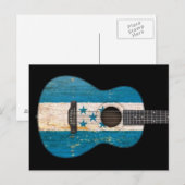Carte Postale Drapeau Honduras vieilli et usé Guitare acoustique (Devant / Derrière)